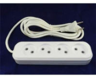 Сетевой удлинитель Jett 4 розетки, 10А, 2500Вт, 5м, ПВС 2х0.75, белый