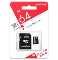 Карта памяти micro SD 64Gb SmartBuy class 10 с адаптером UHS