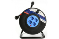 Удлинитель на катушке SmartBuy 4 гнезда, 16А, 3500Вт, 30м, заземление, предохранитель, черный