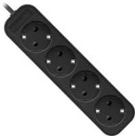 Сетевой удлинитель DEFENDER М430 4 розетки, 10А, 2200Вт, 3м, заземление, черный